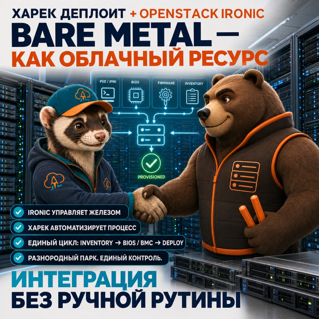 Харек Деплоит + OpenStack Ironic: bare metal как облачный ресурс, единый цикл Inventory → BIOS/BMC → Deploy